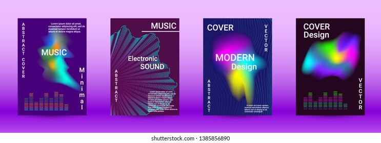 Modern design template. A set of modern abstract covers. Creative sound backgrounds from abstract lines, gradient wave, halftone to create a fashionable abstract cover, banner, poster, booklet.