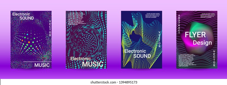 Modern design template. A set of modern abstract covers. Creative sound backgrounds from abstract lines, gradient wave, halftone to create a fashionable abstract cover, banner, poster, booklet.