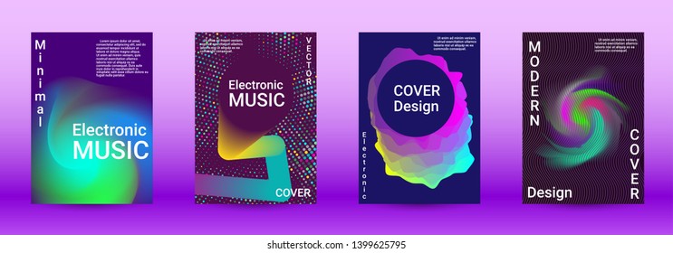 Modern design template. A set of modern abstract covers. Creative sound backgrounds from abstract lines, gradient wave, halftone to create a fashionable abstract cover, banner, poster, booklet.
