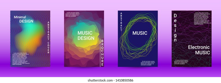 Modern design template. A set of modern abstract covers. Creative sound backgrounds from abstract lines, gradient wave, halftone to create a fashionable abstract cover, banner, poster, booklet.