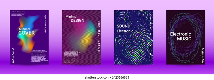 Modern design template. A set of modern abstract covers. Creative sound backgrounds from abstract lines, gradient wave, halftone to create a fashionable abstract cover, banner, poster, booklet.