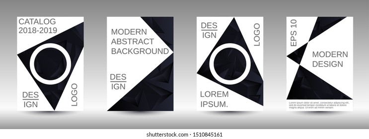 Modern design template. A set of modern abstract covers. Creative black triangle element vector. Geometric booklet cover template design.