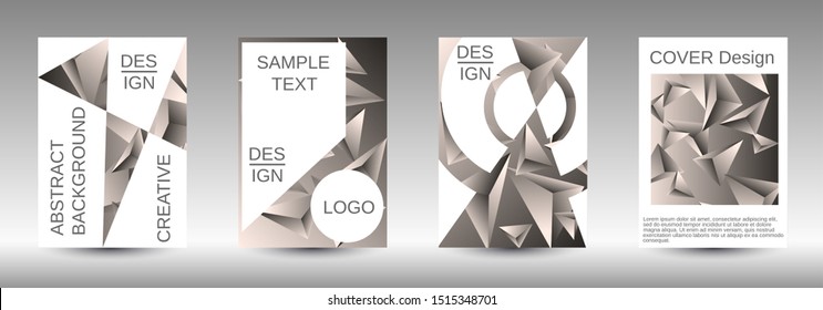 Modern design template. A set of modern abstract covers. Creative beige triangle element vector. Geometric booklet cover template design.