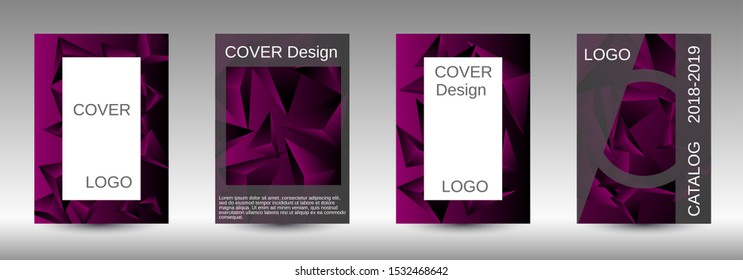 Modern design template. A set of modern abstract covers. Creative purple triangle element vector. Geometric booklet cover template design.