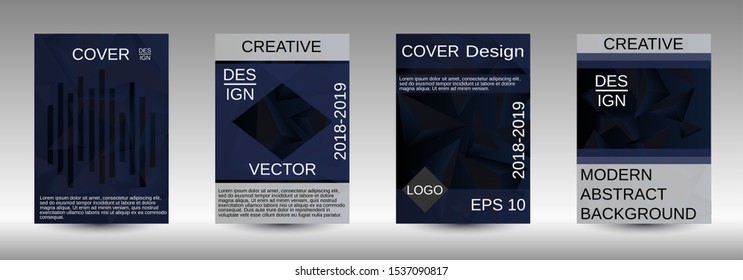 Modern design template. A set of modern abstract covers. Creative black triangle element vector. Geometric booklet cover template design.