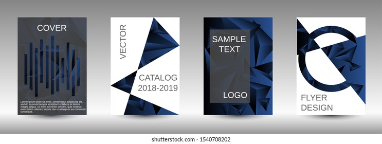 Modern design template. A set of modern abstract covers. Creative black triangle element vector. Geometric booklet cover template design.