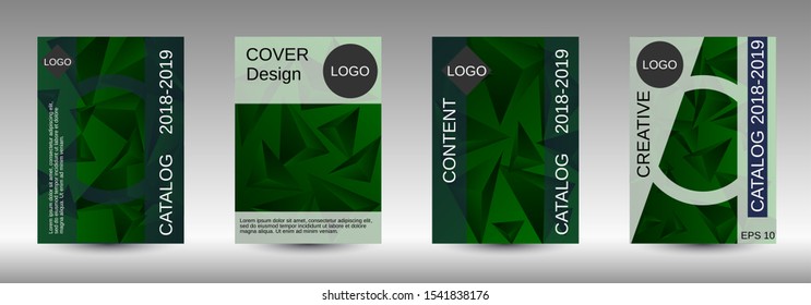 Modern design template. A set of modern abstract covers. Creative green triangle element vector. Geometric booklet cover template design.