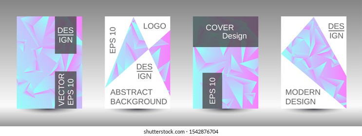 Modern design template. A set of modern abstract covers. Creative blue triangle element vector. Geometric booklet cover template design.