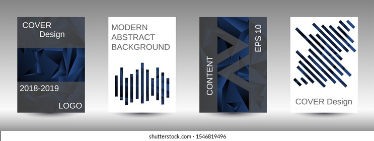 Modern design template. A set of modern abstract covers. Creative black triangle element vector. Geometric booklet cover template design.