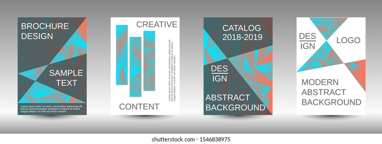 Modern design template. A set of modern abstract covers. Creative blue triangle element vector. Geometric booklet cover template design.