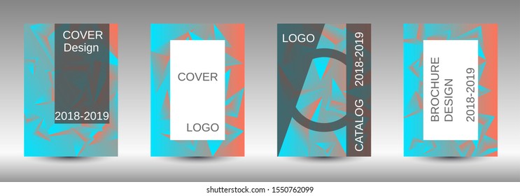 Modern design template. A set of modern abstract covers. Creative blue triangle element vector. Geometric booklet cover template design.