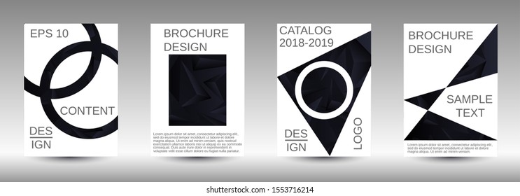 Modern design template. A set of modern abstract covers. Creative black triangle element vector. Geometric booklet cover template design.