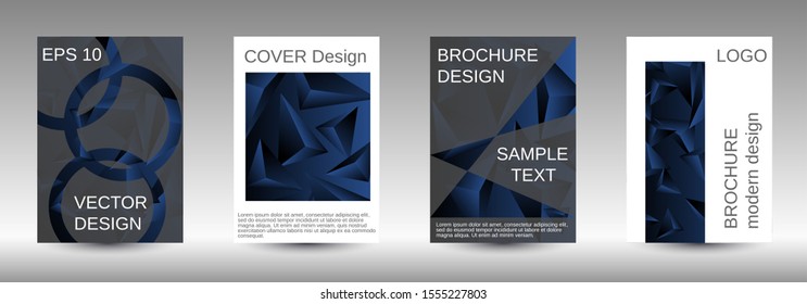 Modern design template. A set of modern abstract covers. Creative black triangle element vector. Geometric booklet cover template design.