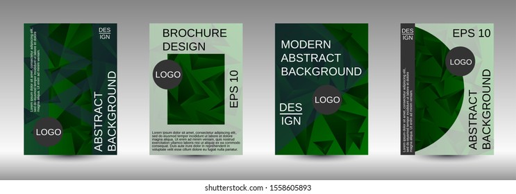 Modern design template. A set of modern abstract covers. Creative green triangle element vector. Geometric booklet cover template design.