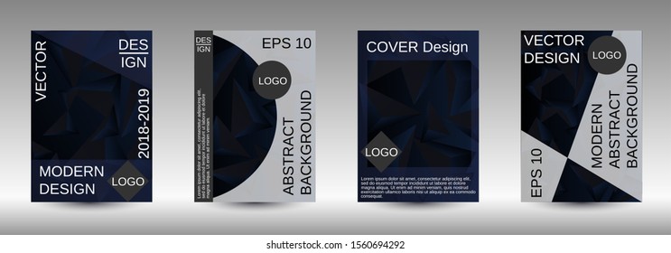 Modern design template. A set of modern abstract covers. Creative black triangle element vector. Geometric booklet cover template design.