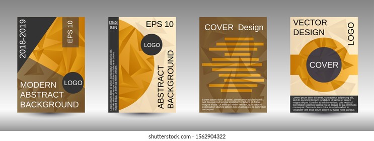 Modern design template. A set of modern abstract covers. Creative yellow triangle element vector. Geometric booklet cover template design.