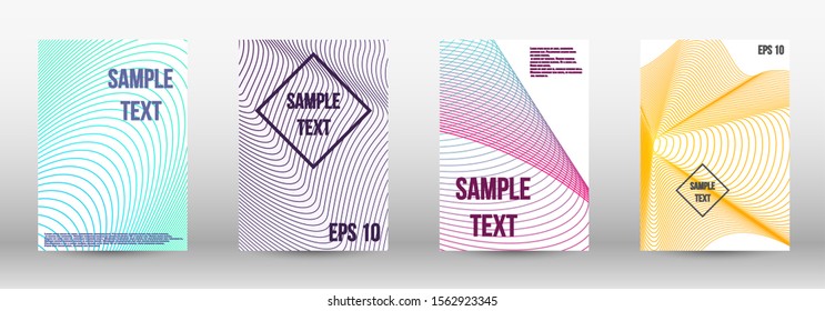 Modern design template. A set of modern abstract oblong objects from vector abstract lines. Wave lines.Striped background.  Trendy geometric patterns. EPS10 Vector Design.
