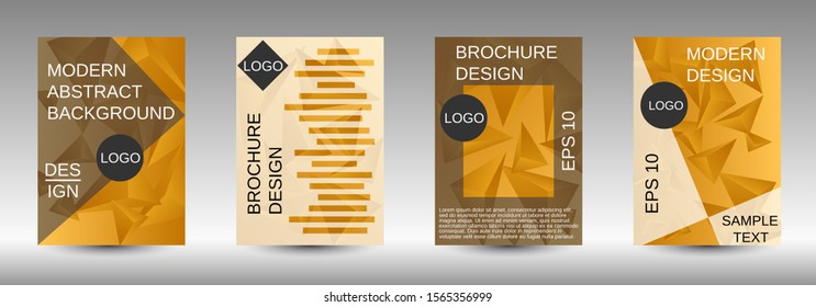 Modern design template. A set of modern abstract covers. Creative yellow triangle element vector. Geometric booklet cover template design.
