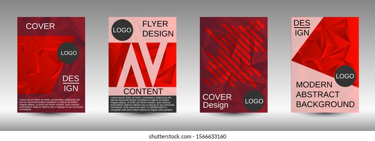 Modern design template. A set of modern abstract covers. Creative red triangle element vector. Geometric booklet cover template design.
