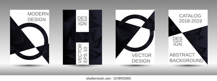 Modern design template. A set of modern abstract covers. Creative black triangle element vector. Geometric booklet cover template design.
