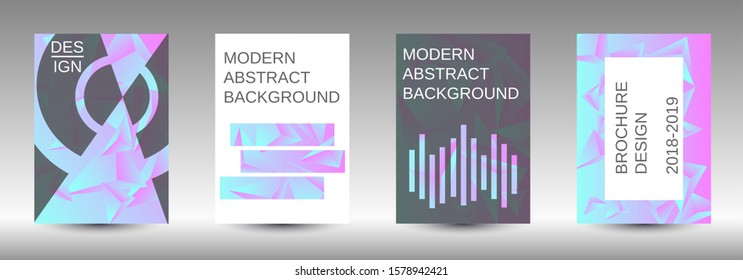 Modern design template. A set of modern abstract covers. Creative blue triangle element vector. Geometric booklet cover template design.