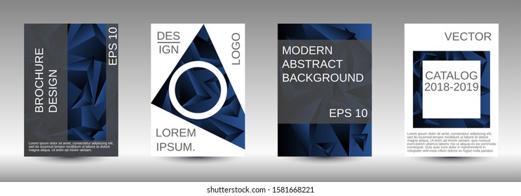 Modern design template. A set of modern abstract covers. Creative black triangle element vector. Geometric booklet cover template design.