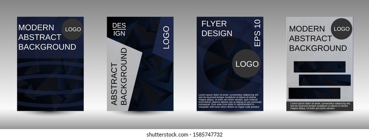 Modern design template. A set of modern abstract covers. Creative black triangle element vector. Geometric booklet cover template design.