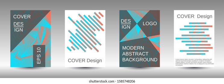 Modern design template. A set of modern abstract covers. Creative blue triangle element vector. Geometric booklet cover template design.
