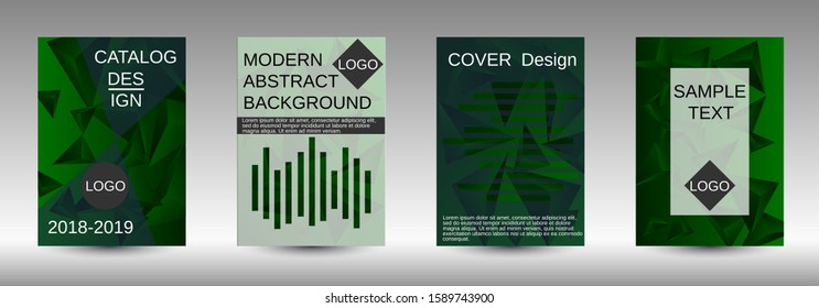 Modern design template. A set of modern abstract covers. Creative green triangle element vector. Geometric booklet cover template design.