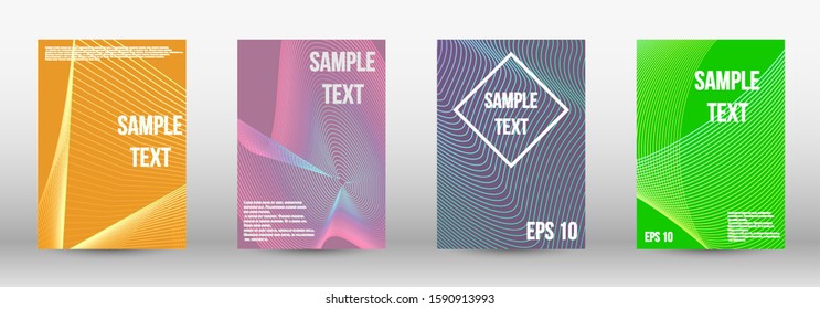 Modern design template. A set of modern abstract oblong objects from vector abstract lines. Wave lines.Striped background.  Trendy geometric patterns. EPS10 Vector Design.