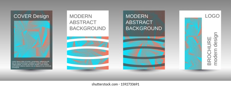 Modern design template. A set of modern abstract covers. Creative blue triangle element vector. Geometric booklet cover template design.