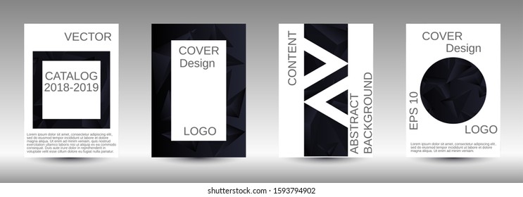 Modern design template. A set of modern abstract covers. Creative black triangle element vector. Geometric booklet cover template design.