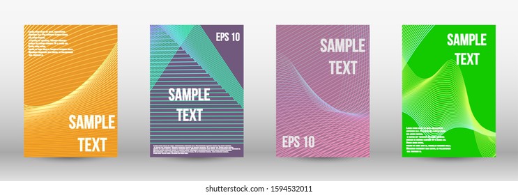 Modern design template. A set of modern abstract oblong objects from vector abstract lines. Wave lines.Striped background.  Trendy geometric patterns. EPS10 Vector Design.