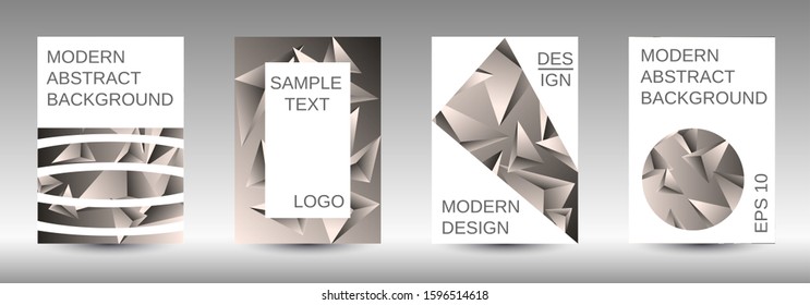 Modern design template. A set of modern abstract covers. Creative beige triangle element vector. Geometric booklet cover template design.