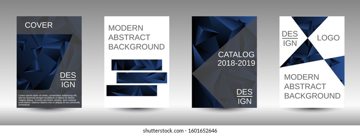 Modern design template. A set of modern abstract covers. Creative black triangle element vector. Geometric booklet cover template design.