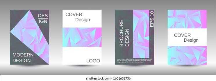 Modern design template. A set of modern abstract covers. Creative blue triangle element vector. Geometric booklet cover template design.
