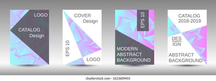 Modern design template. A set of modern abstract covers. Creative blue triangle element vector. Geometric booklet cover template design.