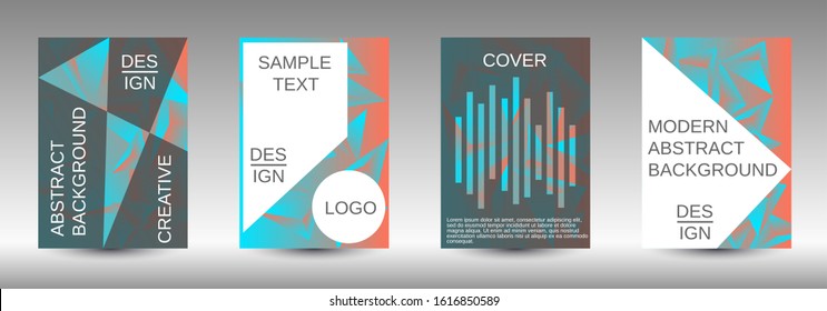 Modern design template. A set of modern abstract covers. Creative blue triangle element vector. Geometric booklet cover template design.