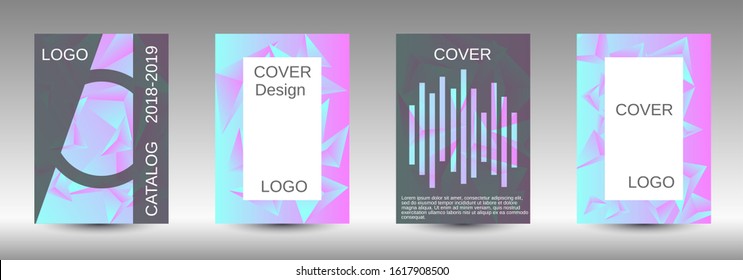 Modern design template. A set of modern abstract covers. Creative blue triangle element vector. Geometric booklet cover template design.