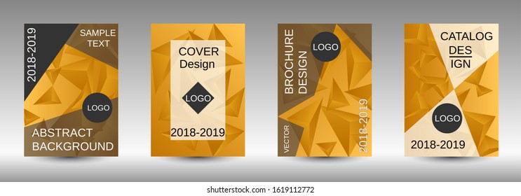 Modern design template. A set of modern abstract covers. Creative yellow triangle element vector. Geometric booklet cover template design.