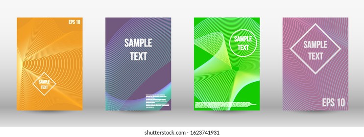 Modern design template. A set of modern abstract oblong objects from vector abstract lines. Wave lines.Striped background.  Trendy geometric patterns. EPS10 Vector Design.