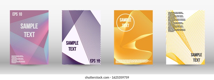 Modern design template. A set of modern abstract oblong objects from vector abstract lines. Wave lines.Striped background.  Trendy geometric patterns. EPS10 Vector Design.