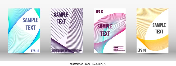 Modern design template. A set of modern abstract oblong objects from vector abstract lines. Geometric template with lines for booklet cover. Trendy geometric patterns. EPS10 Vector Design.