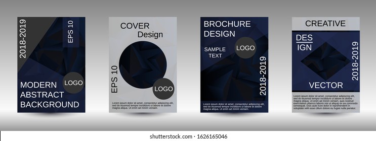Modern design template. A set of modern abstract covers. Creative black triangle element vector. Geometric booklet cover template design.