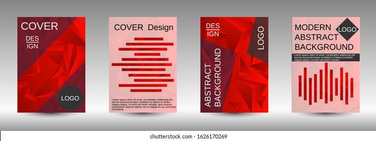 Modern design template. A set of modern abstract covers. Creative red triangle element vector. Geometric booklet cover template design.