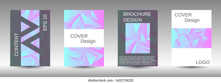 Modern design template. A set of modern abstract covers. Creative blue triangle element vector. Geometric booklet cover template design.