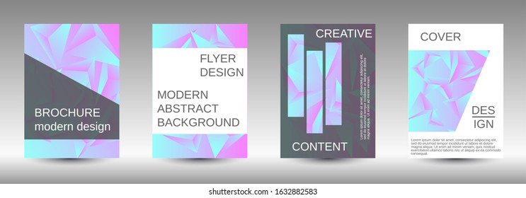 Modern design template. A set of modern abstract covers. Creative blue triangle element vector. Geometric booklet cover template design.