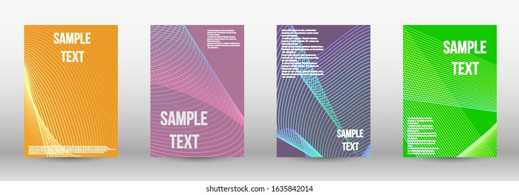 Modern design template. A set of modern abstract oblong objects from vector abstract lines. Wave lines.Striped background.  Trendy geometric patterns. EPS10 Vector Design.