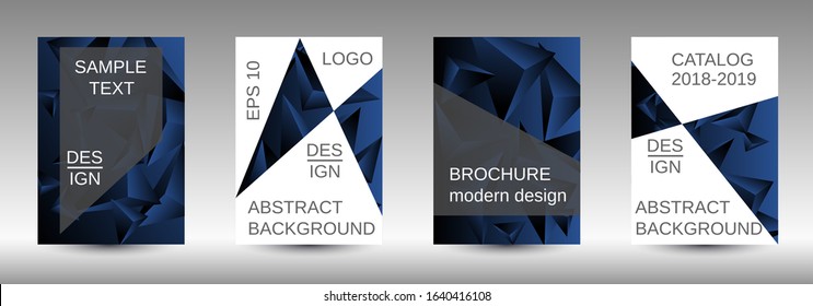 Modern design template. A set of modern abstract covers. Creative black triangle element vector. Geometric booklet cover template design.