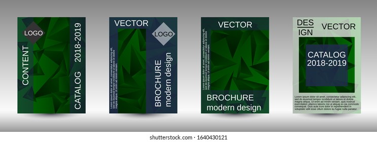 Modern design template. A set of modern abstract covers. Creative green triangle element vector. Geometric booklet cover template design.